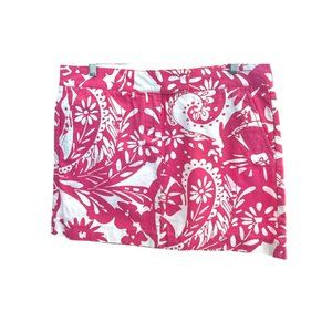 J Crew Women's Pink White Floral Mini Skirt Size 10 Preppy Style Summer
